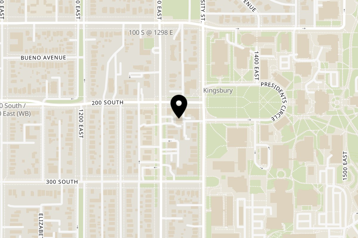 Map showing the location of Saltify Grill on 209 S 1300 E in Salt Lake City
